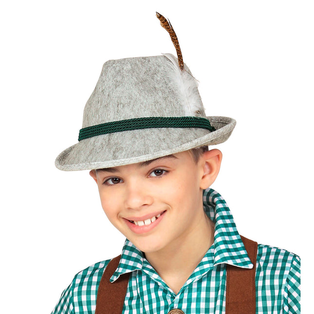 FEDORA BÁVARO NIÑO, CON PLUMA