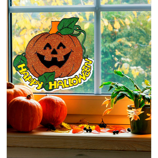 Pegatina Ventana Calabaza Naranja 25cm