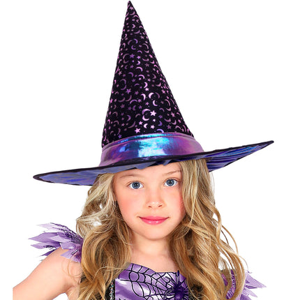 Sombrero de bruja de Halloween para niños con estrellas y luna