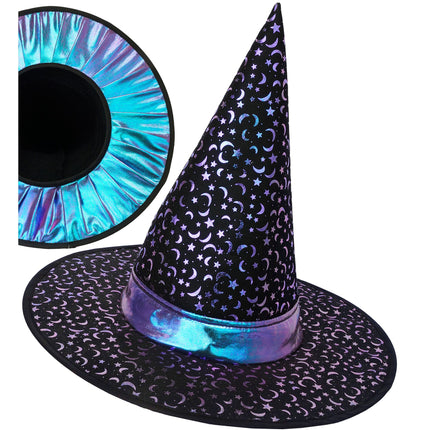 Sombrero de bruja de Halloween para niños con estrellas y luna
