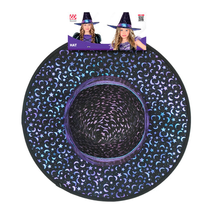Sombrero de bruja de Halloween para niños con estrellas y luna