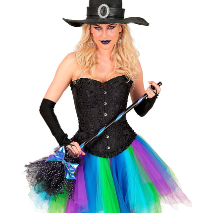 Escoba de bruja de Halloween con estrellas y luna, 85 cm