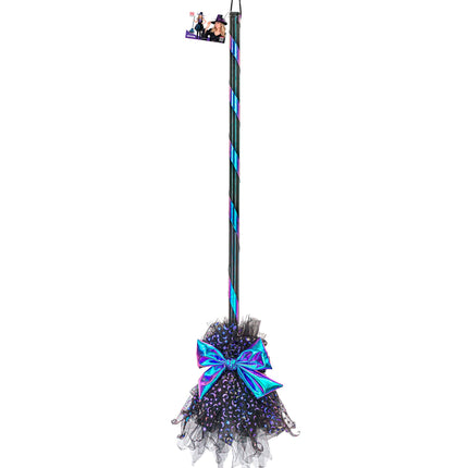 Escoba de bruja de Halloween con estrellas y luna, 85 cm