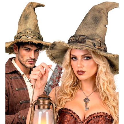 Sombrero de bruja de Halloween marrón
