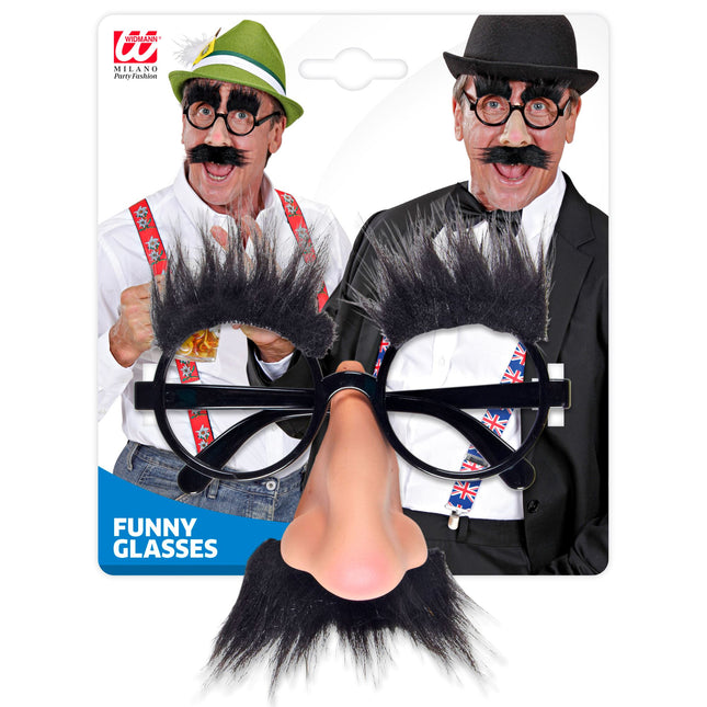 Gafas negras con nariz, bigote y cejas