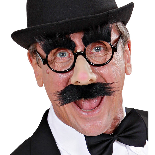 Gafas negras con nariz, bigote y cejas