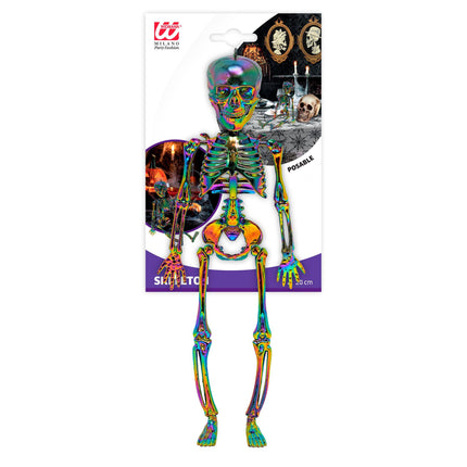 Esqueleto de Halloween arcoíris, 28 cm