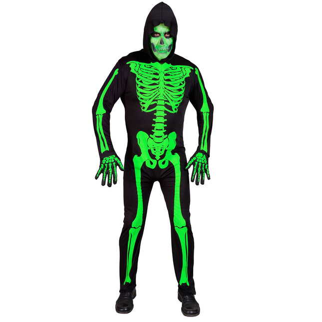 Disfraz de Halloween Negro Verde Hombre Esqueleto 2 piezas