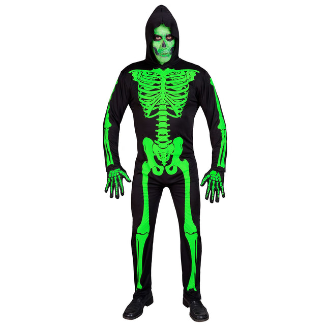 Disfraz de Halloween Negro Verde Hombre Esqueleto 2 piezas