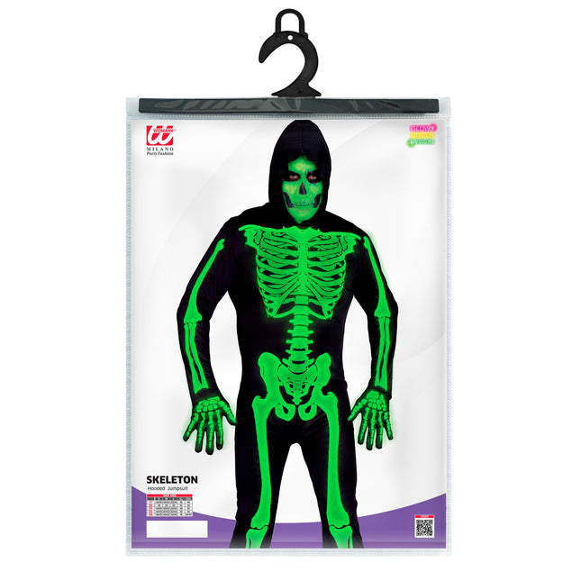 Disfraz de Halloween Negro Verde Hombre Esqueleto 2 piezas