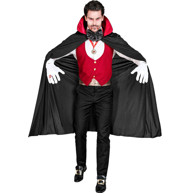Disfraz de Halloween Negro Rojo Hombre Vampiro 4 piezas