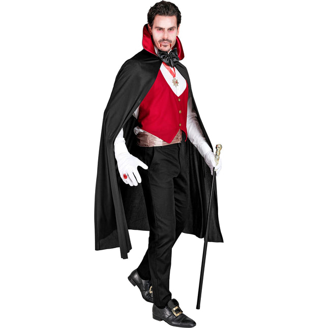 Disfraz de Halloween Negro Rojo Hombre Vampiro 4 piezas