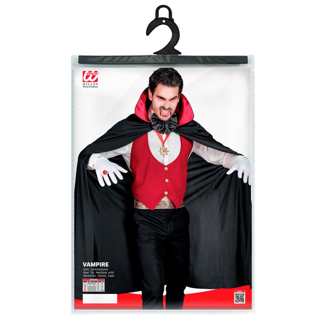 Disfraz de Halloween Negro Rojo Hombre Vampiro 4 piezas
