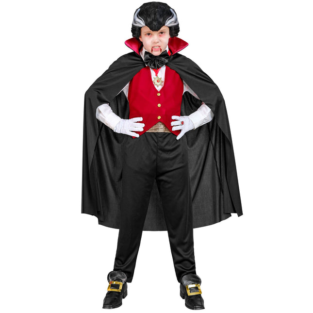 Disfraz de Halloween Negro Rojo Vampiro Infantil 5 piezas