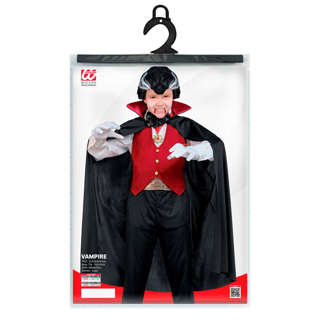 Disfraz de Halloween Negro Rojo Vampiro Infantil 5 piezas