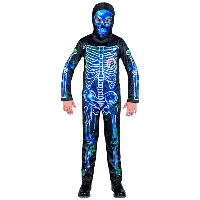 Disfraz de Halloween Negro Azul Niño Esqueleto 2 piezas