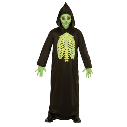 Disfraz de Halloween Negro Verde Parca Flaca Infantil 2 piezas