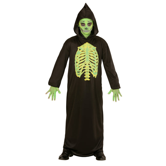 Disfraz de Halloween Negro Verde Parca Flaca Infantil 2 piezas