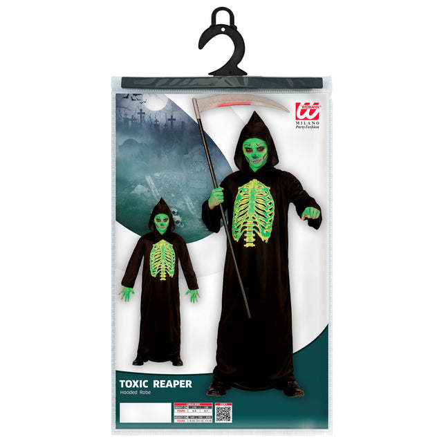 Disfraz de Halloween Negro Verde Parca Flaca Infantil 2 piezas