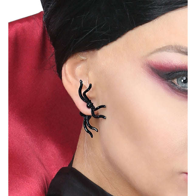 Pendientes de Halloween Arañas negras