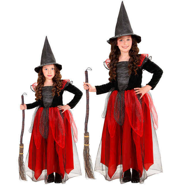 Disfraz de Halloween Negro Rojo Niño Bruja 2 piezas