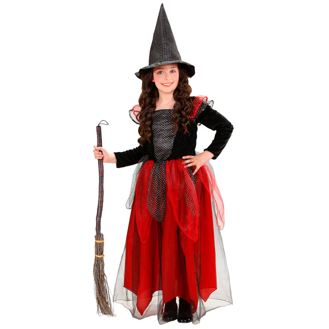 Disfraz de Halloween Negro Rojo Niño Bruja 2 piezas