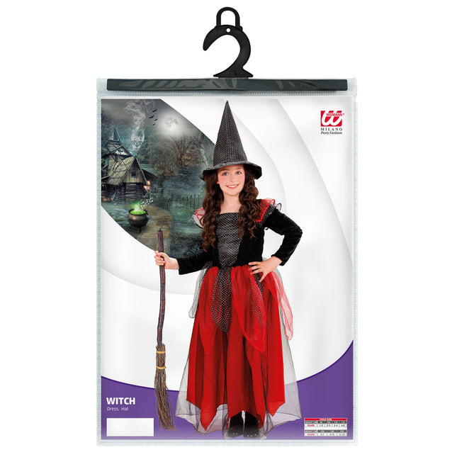 Disfraz de Halloween Negro Rojo Niño Bruja 2 piezas