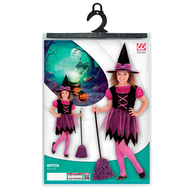 Disfraz Halloween Bruja Rosa Niña