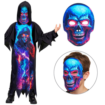 Disfraz de Halloween para niño: la Parca neón