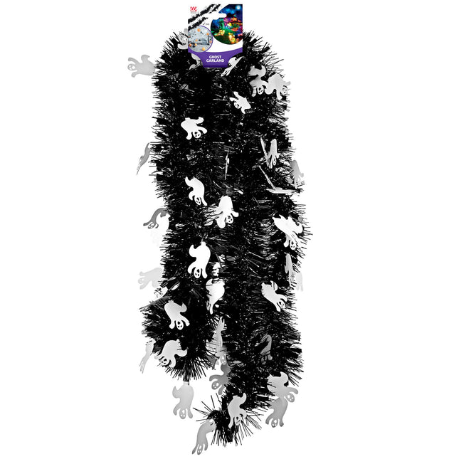 Guirnalda de Halloween Fantasma Blanco Negro 3m