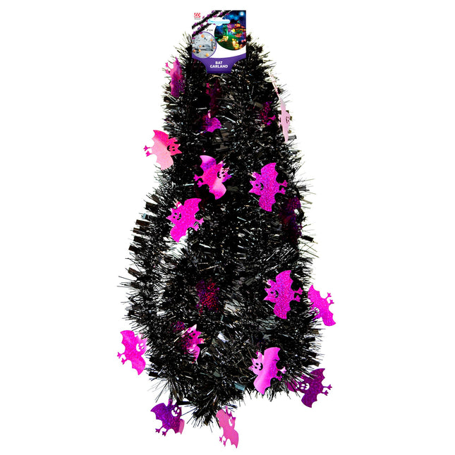 Guirnalda de Halloween Murciélago Morado Negro 3m