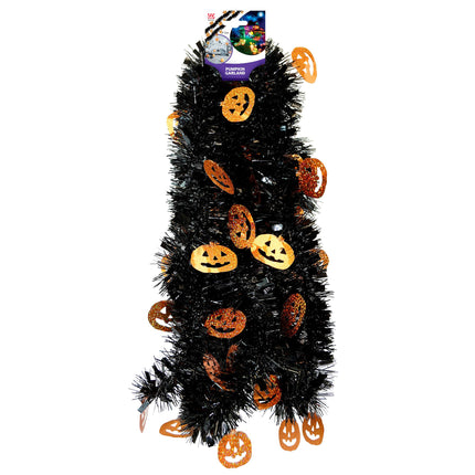 Guirnalda de Halloween Calabaza Negra Naranja 3m