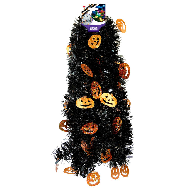 Guirnalda de Halloween Calabaza Negra Naranja 3m
