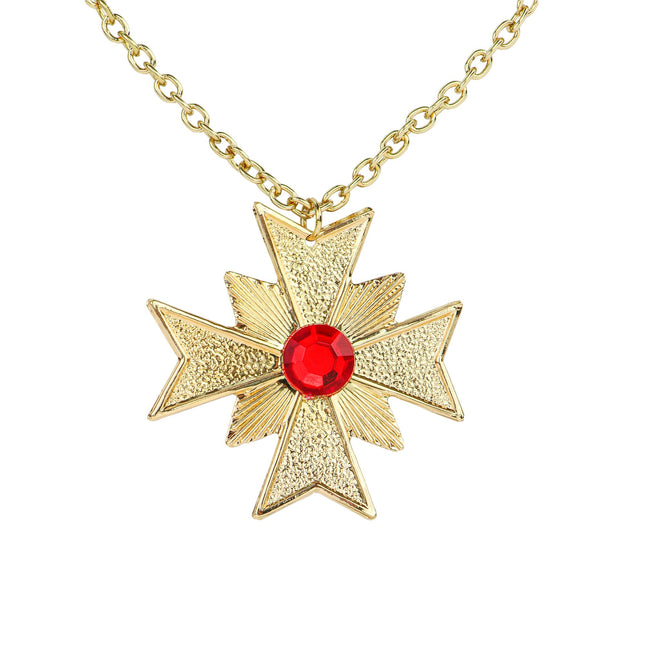 Collar de Halloween de Oro con Piedra Roja