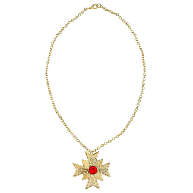Collar de Halloween de Oro con Piedra Roja