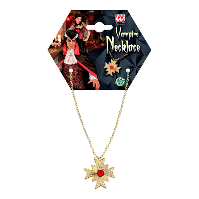 Collar de Halloween de Oro con Piedra Roja
