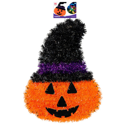 Halloween Decoración de Pared Calabaza con Sombrero 39cm