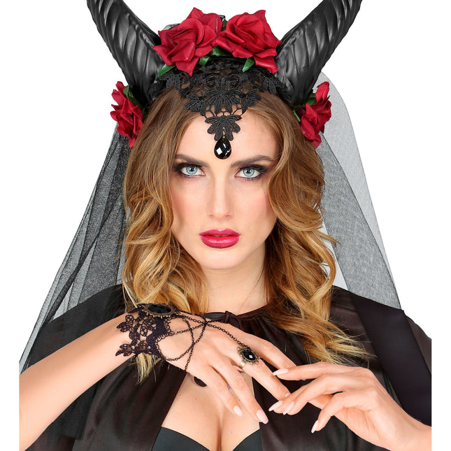 Halloween Pulsera Encaje Piedra Negra