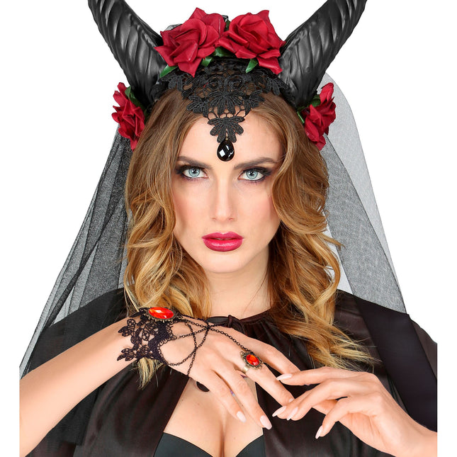 Pulsera Halloween Encaje Piedra Roja