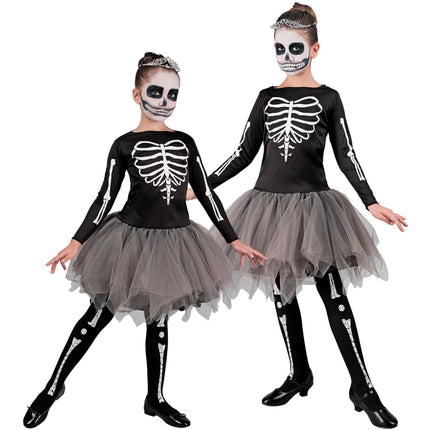 Vestido Halloween Niña Bailarina Esqueleto