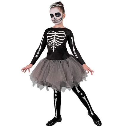 Vestido Halloween Niña Bailarina Esqueleto