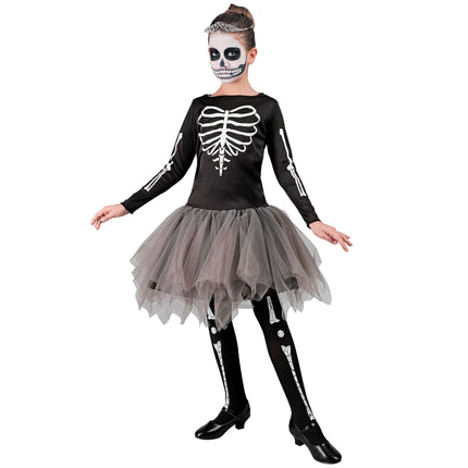 Vestido Halloween Niña Bailarina Esqueleto