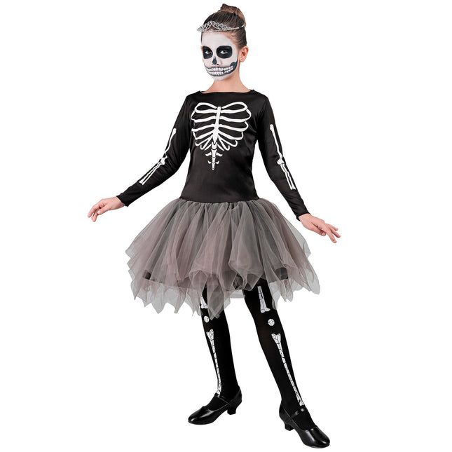 Vestido Halloween Niña Bailarina Esqueleto