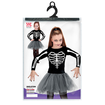 Vestido Halloween Niña Bailarina Esqueleto