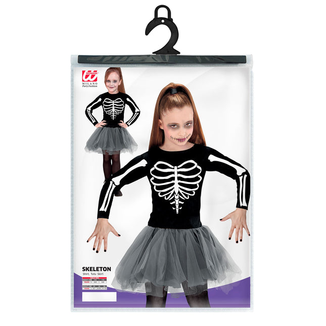 Vestido Halloween Niña Bailarina Esqueleto