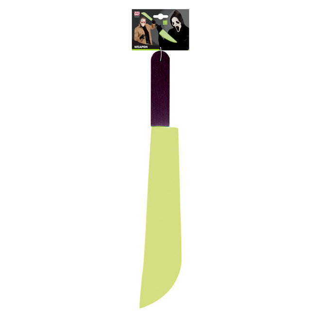 Cuchillo falso de Halloween Machete que brilla en la oscuridad