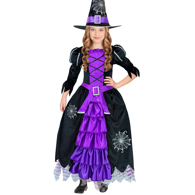 Vestido Halloween Morado Niña Bruja