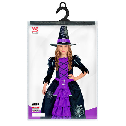 Vestido Halloween Morado Niña Bruja