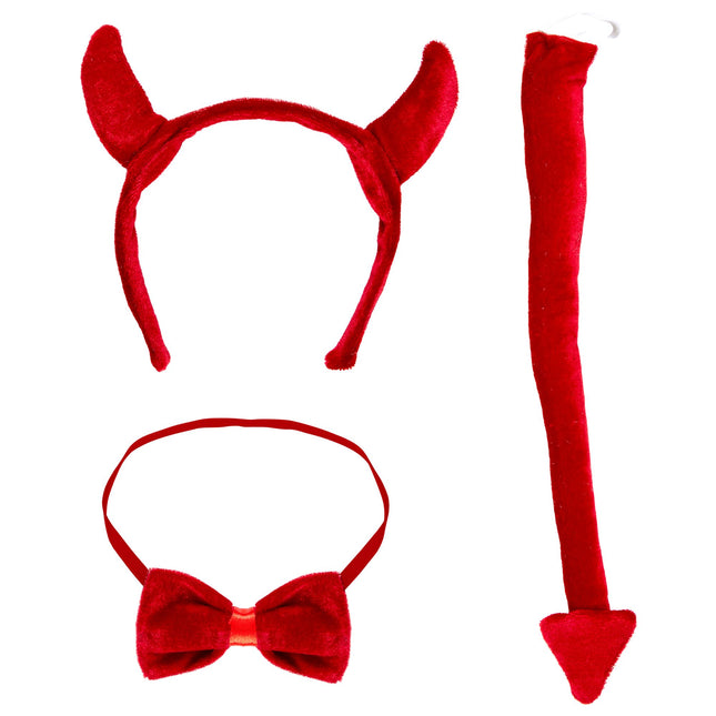 Set Accesorios Halloween Diablo Rojo
