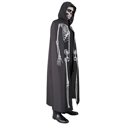 Capa Halloween Blanco Negro Esqueleto 1,5m
